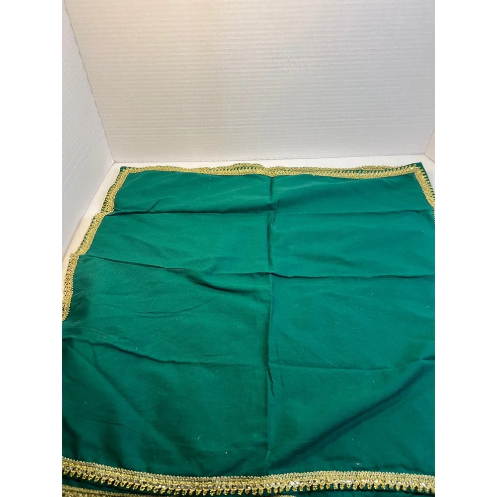 Pier 1 Imports Red Green Christmas Napkins Gold Trim Cotton Linen Set of 6